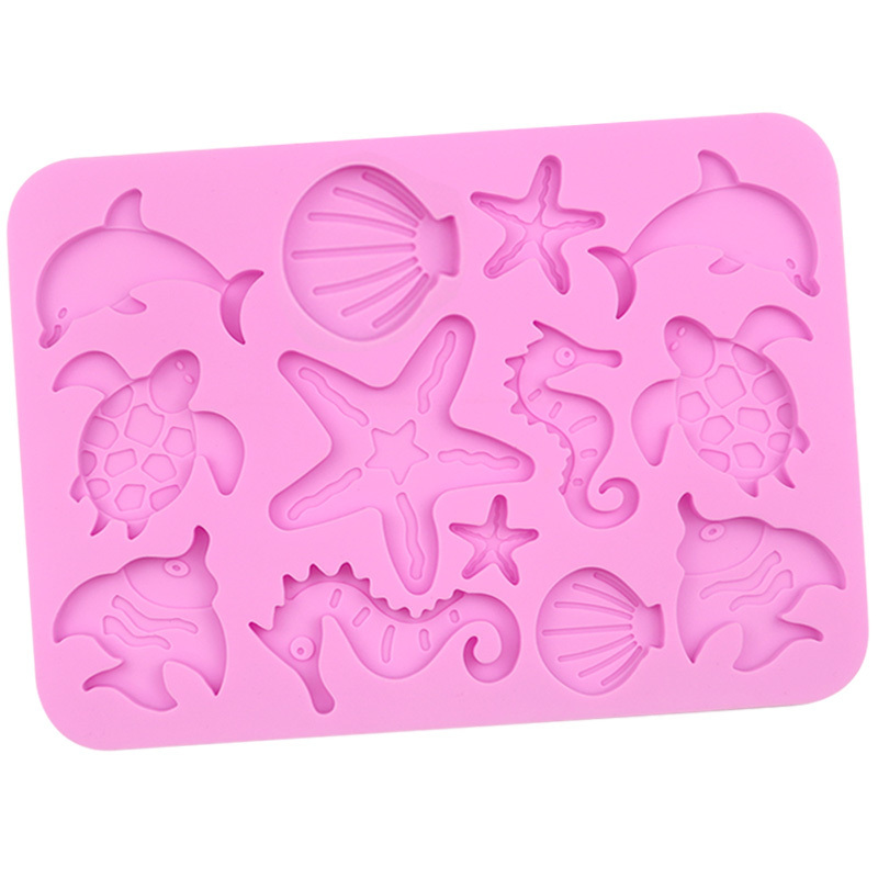 1147 13 cavity marine animal sea fish Dolphin beluga Penguin bream silicone chocolate mold Kitchen baking utensils resin silicon