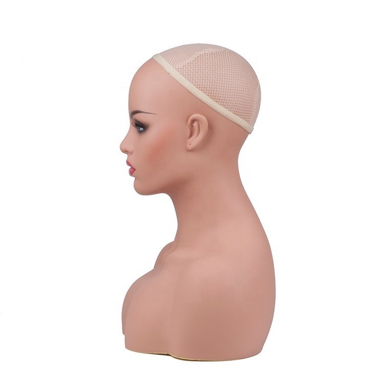 Stock ready to ship PVC shell foam filling wig display mannequin head with shoulder