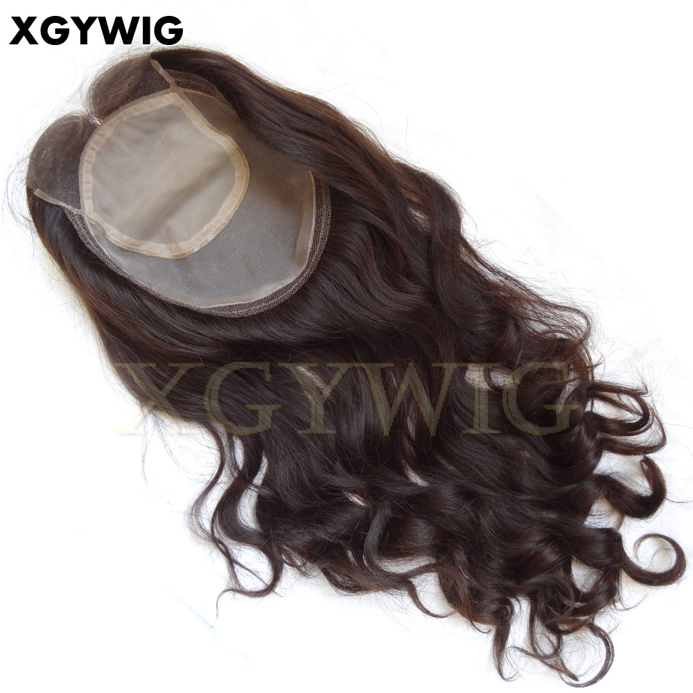 Customized virgin Remy Brazilian Human hair mono silk top closure piece hair loss alopecia solution system lady hairpiece