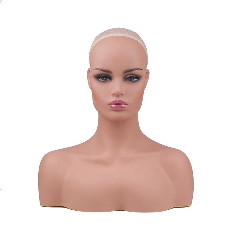 Stock ready to ship PVC shell foam filling wig display mannequin head with shoulder