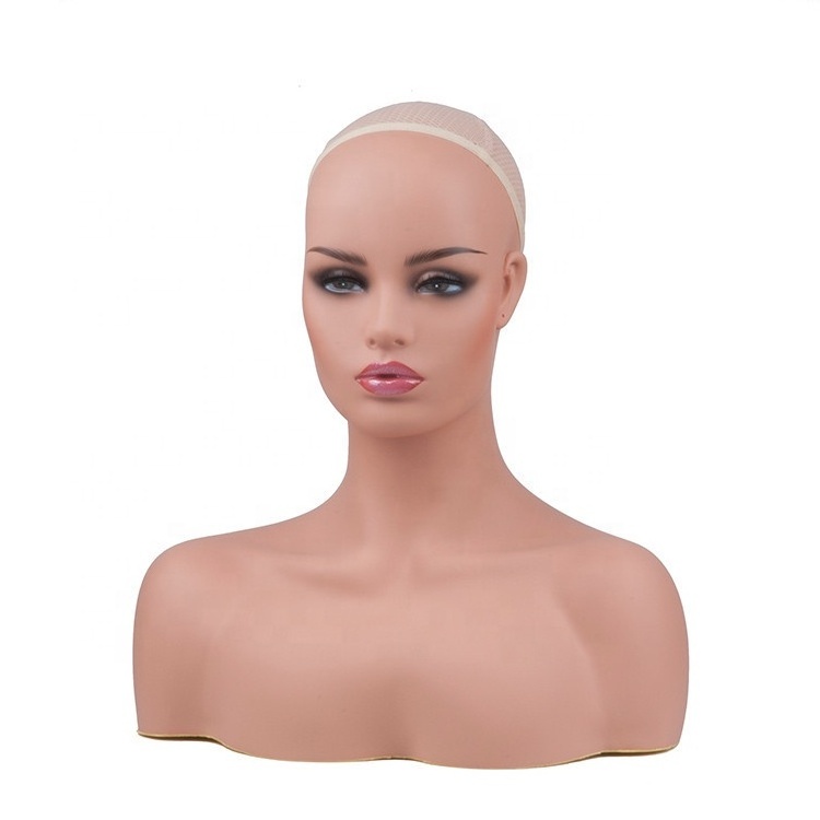 Stock ready to ship PVC shell foam filling wig display mannequin head with shoulder