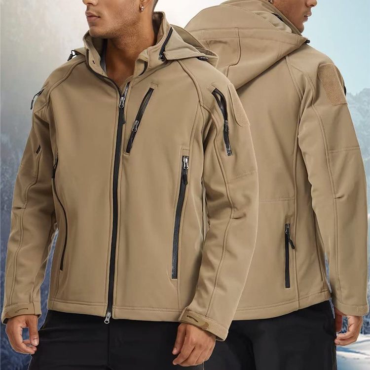 Xianghong CONMR premium hot sales  waterproof windproof breathable mens khaki tactical softshell jacket without hood