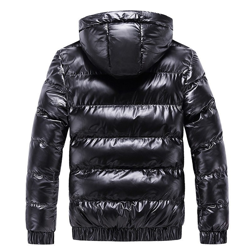 Xianghong CONMR factory hot sales duck down winter jacket with detachable hood men's shiny black fake-down winter jacket men