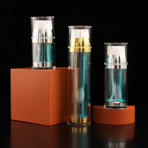 New Design Round 2 In 1 Double Tube Pump Bottle Custom Empty Dual Chamber Cosmetic Plastic Bottle