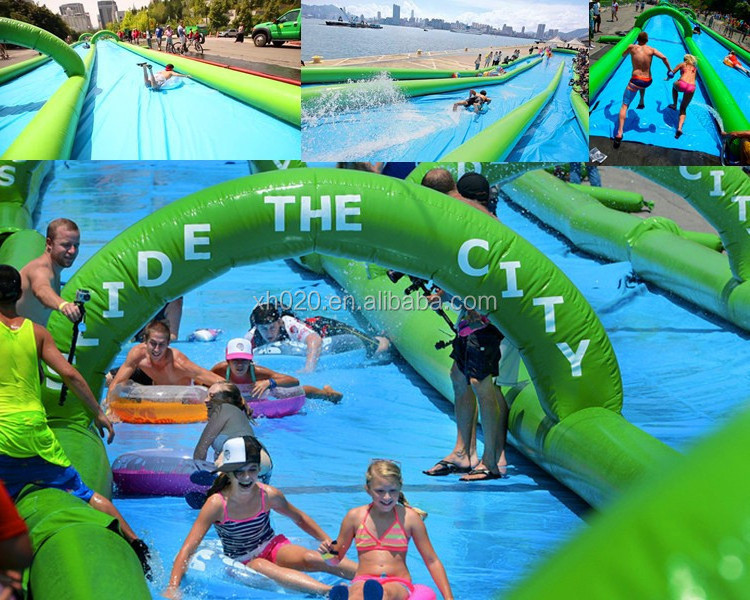 1000ft Long inflatable custom water slide inflatable slip slide the city slide