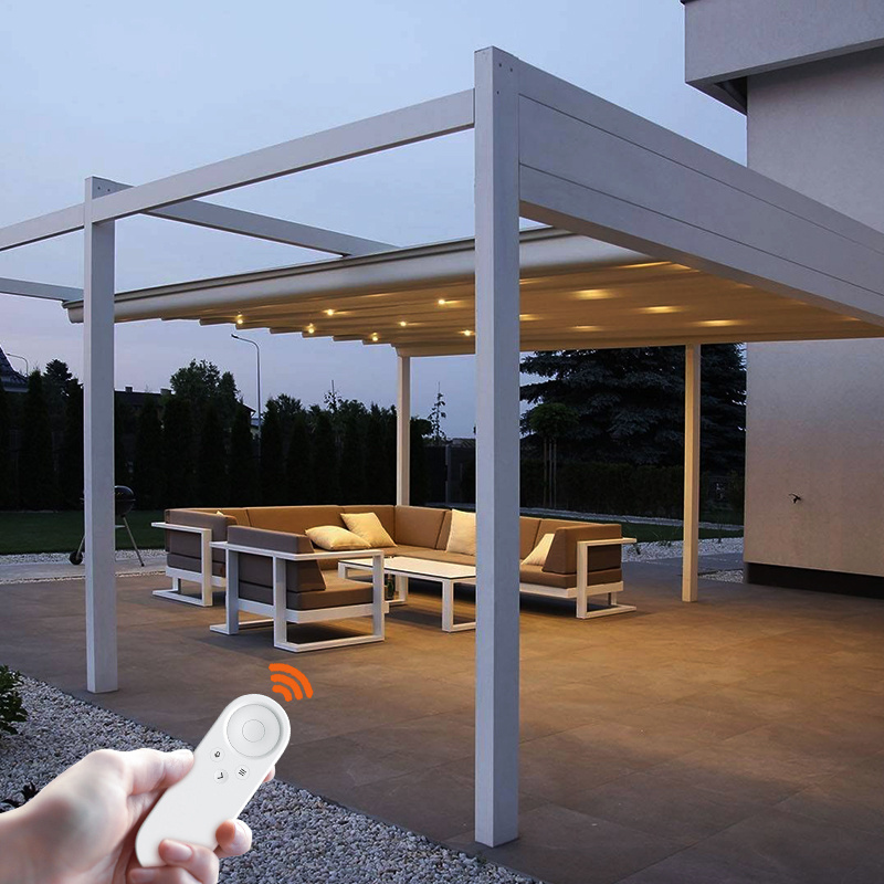 Remote Controlled Outdoor Patio Adjustable Opening Balcony Awnings  Roof Retractable Pergola Canopy