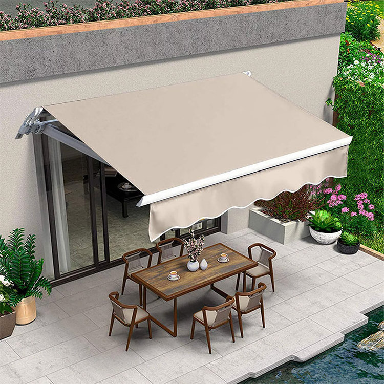 Wholesale windproof outdoor folding arm awning aluminum retractable full box window balcony door roof waterproof awning