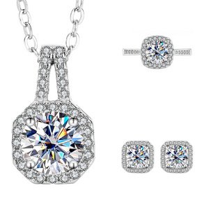 925 Sterling Silver Necklace Earrings Rings Jewelry Sets Diamond Wedding Jewelry Sets for Women