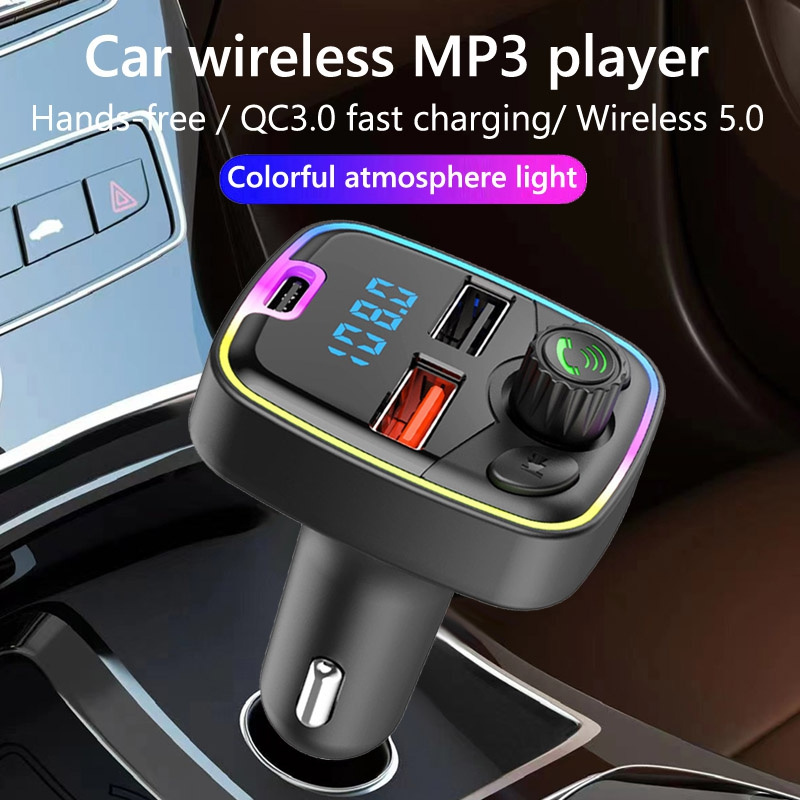 New QC3.0 hands-free BT 5.3 modulator car charger 5V3A dual USB universal adapter car MP3 player wireless FM transmitter