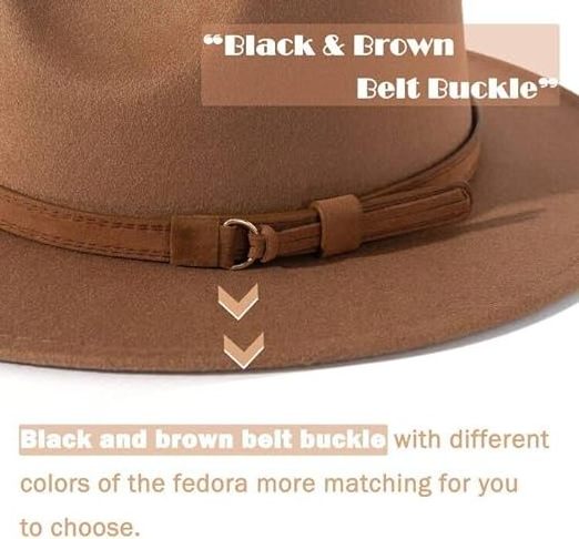 Custom vintage mens wide brim wooden felt fedora hats with Belt Buckle