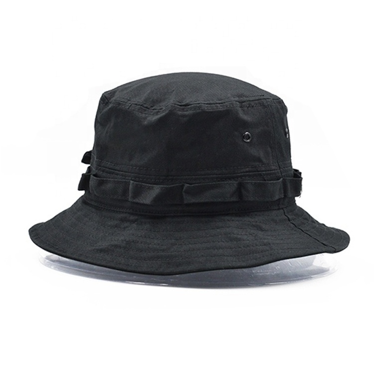 Designer Cotton Bucket Hat with Pocket Canvas Fisherman Hat with String Unisex Trendy Outdoor Polyester Beach Hat