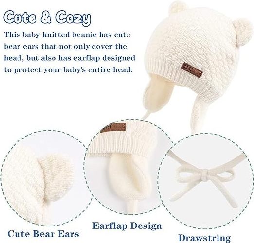 Custom Cute Knitted Boys Girls Christmas Beanie Warm Earflap Winter Hat Infant Toddler Baby Beanie