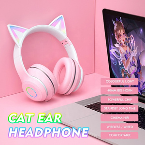 New Headphone ST89M Gradual Color LED Luminous Cute Cat Series Cat Ear Wireless Macaron Earphones