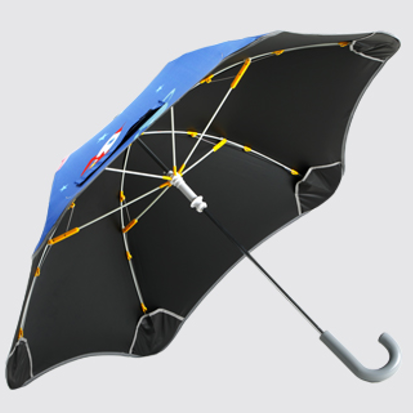 Reflective Strip Blunt Umbrella Black Coating Round Corner Kids Straight Umbrella for children