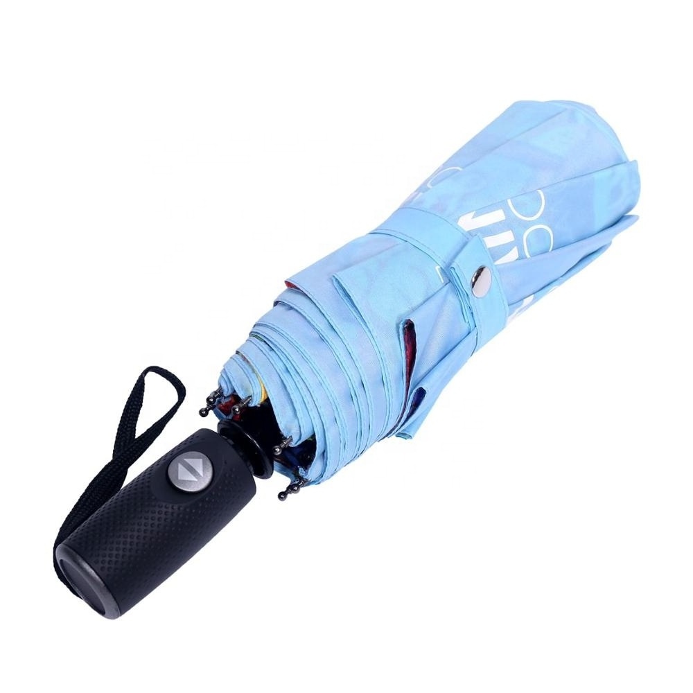 top quality two layer 3 folding umbrella with art printed folding rain umbrella and sun umbrella