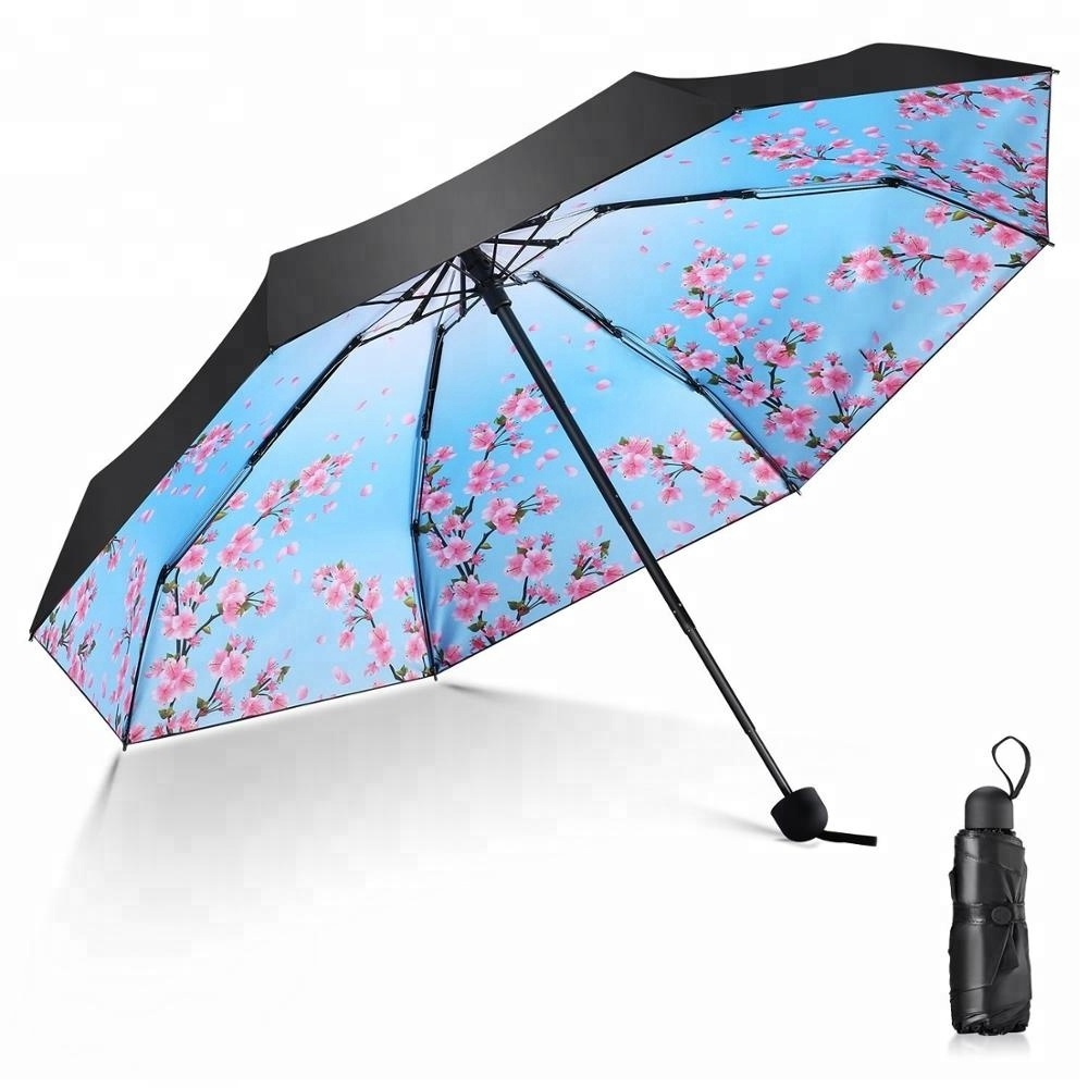 Mini Umbrella - Travel Umbrella - Sun and Rain Umbrella - 95% UV Protective 5 folding Compact Ultra Light Parasol