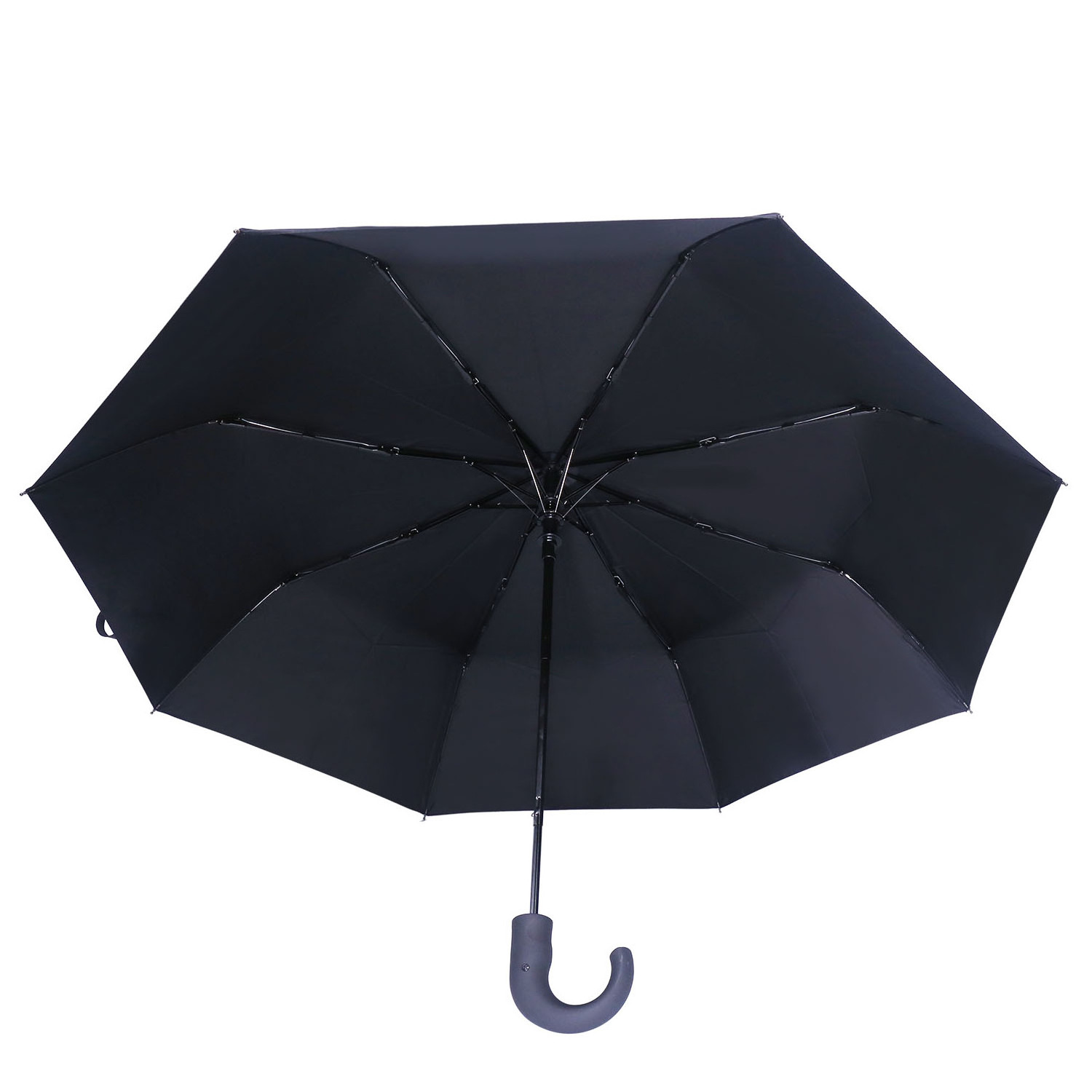 semi automatic 3 fold umbrella with plastic J handle and ultralight fabric