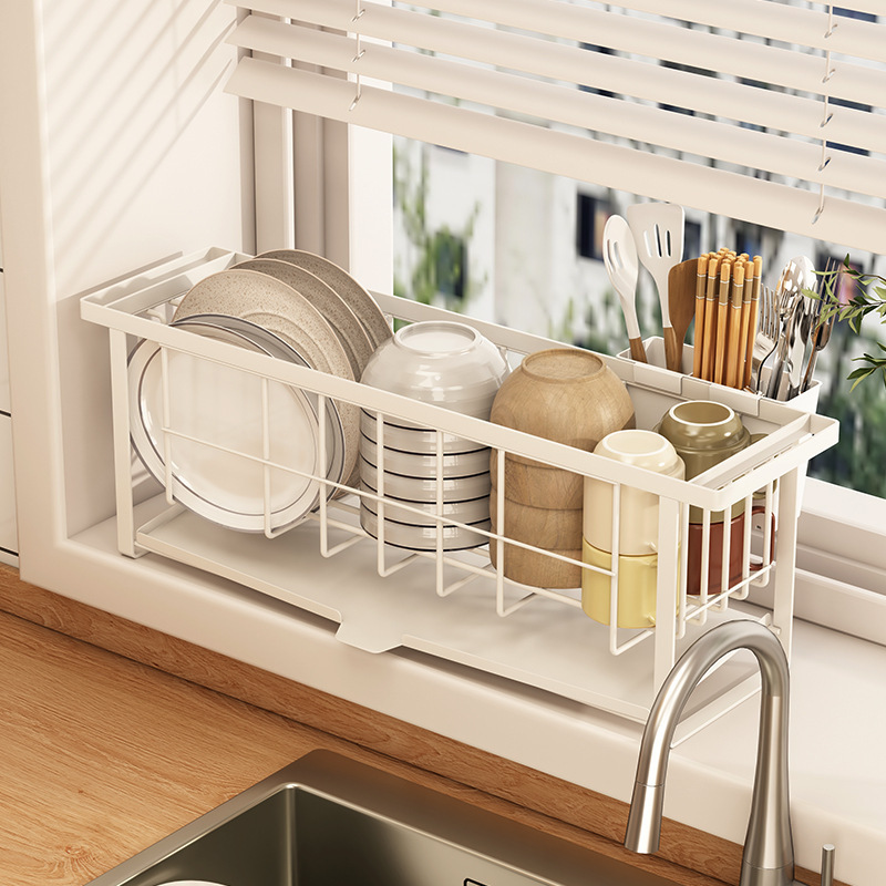 Drain rack Countertop dish rack Bowl chopsticks storage box Narrow sink storage rack for kitchen use