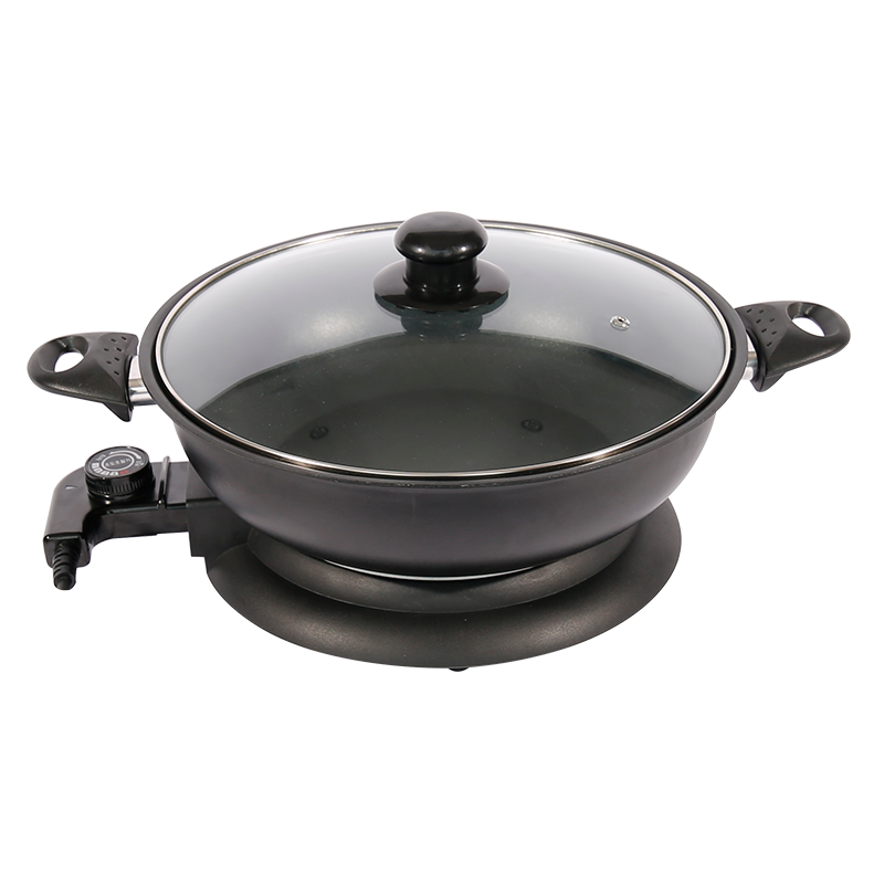 Hotsale Round Shape Multi Cooker Non Stick Electric Stock Pot Electric Cooking Pot XH-32 32 Cm Black Aluminum OEM Tempered Glass