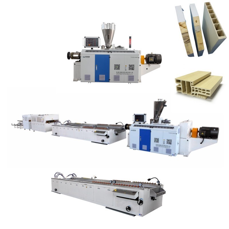 Upvc Pvc Wpc Wood Plastic Door Frame Profile Making Machine / Extrusion Production Line  pvc door making machine