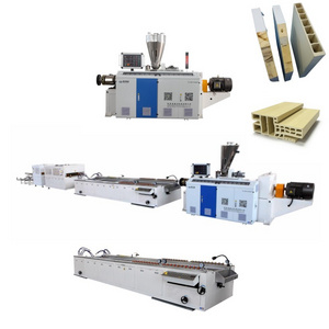 Upvc Pvc Wpc Wood Plastic Door Frame Profile Making Machine / Extrusion Production Line  pvc door making machine