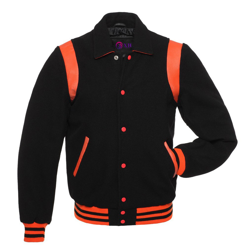 black orange Spliced Streetwear Men's Baseball bomber Jacket Designer Clothes Street Varsity Jacket