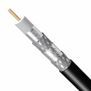 RG6 COAXIAL Cable - Quad Shielded, 1000ft black Copper Clad Steel Cable Wire for TV, Internet & More - Flexible Coax Cable Cord