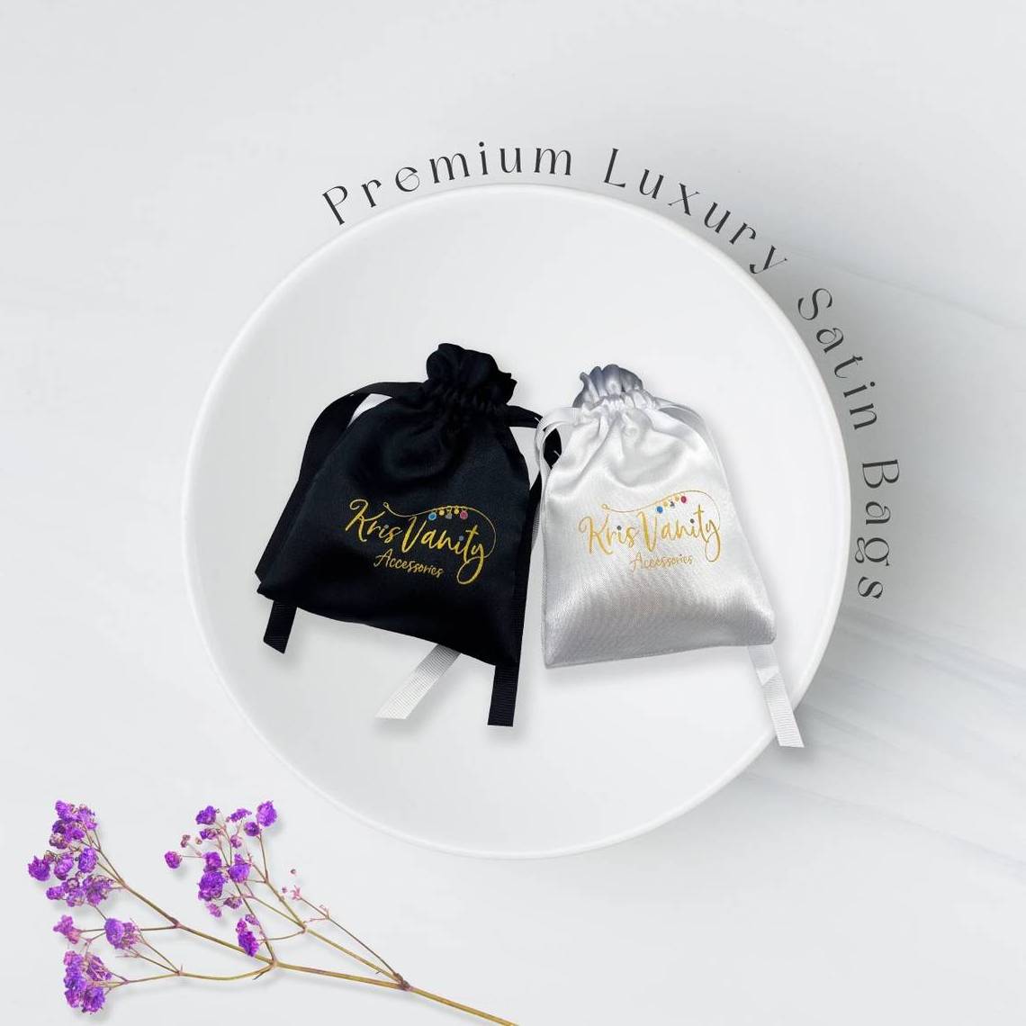 Custom logo jewelry satin bags drawstring silky dustbags satin wig bag textile packaging for shoes or clothes