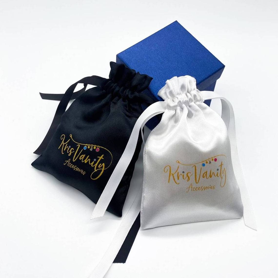 Custom logo jewelry satin bags drawstring silky dustbags satin wig bag textile packaging for shoes or clothes