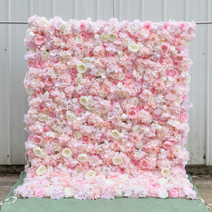 8ftx8ft 3d red wedding wall backdrop artificial fabric roll up flower wall for wedding decoration