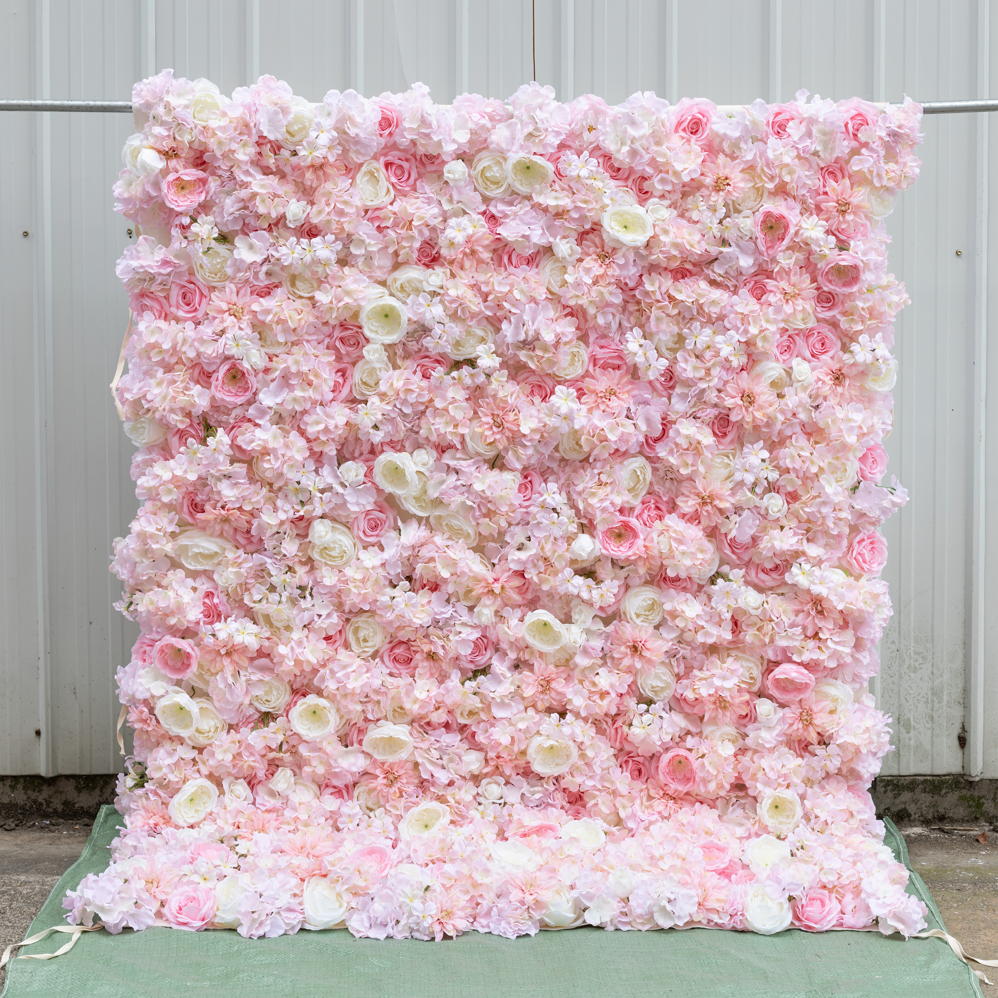 8*8ft High Quality 3D White Artificial Flowers Wall decoration Rolling Up Curtain Backdrop For Wedding Event Decorationng