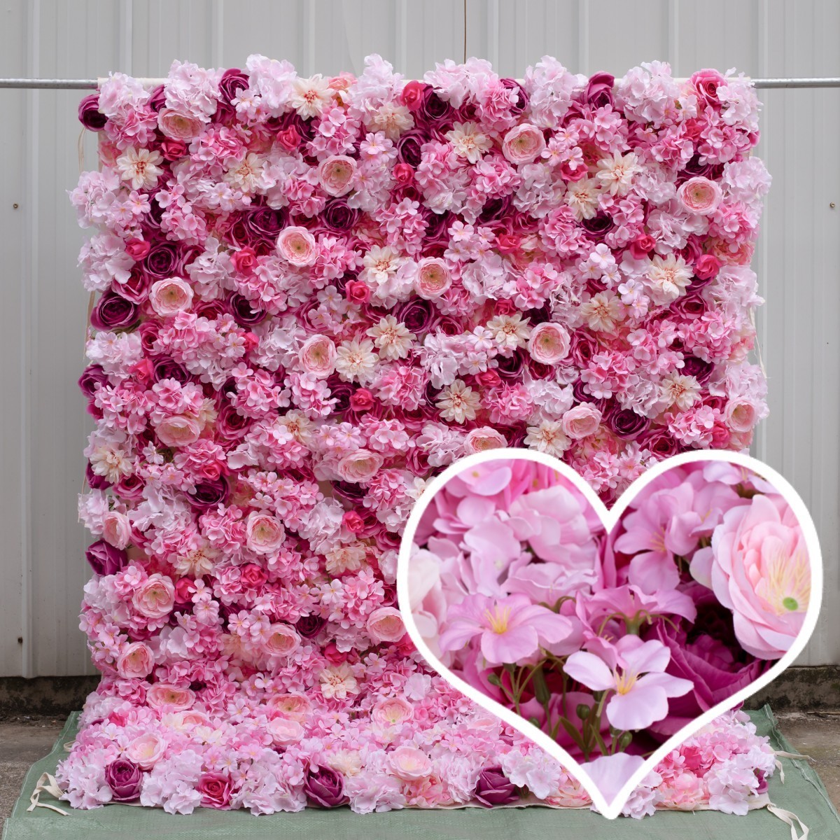 Wholesale 5D Artificial Pink burgundy flowers artificial rose flower wall decor 8x8 flower wall  for Wedding backdrop Decoration