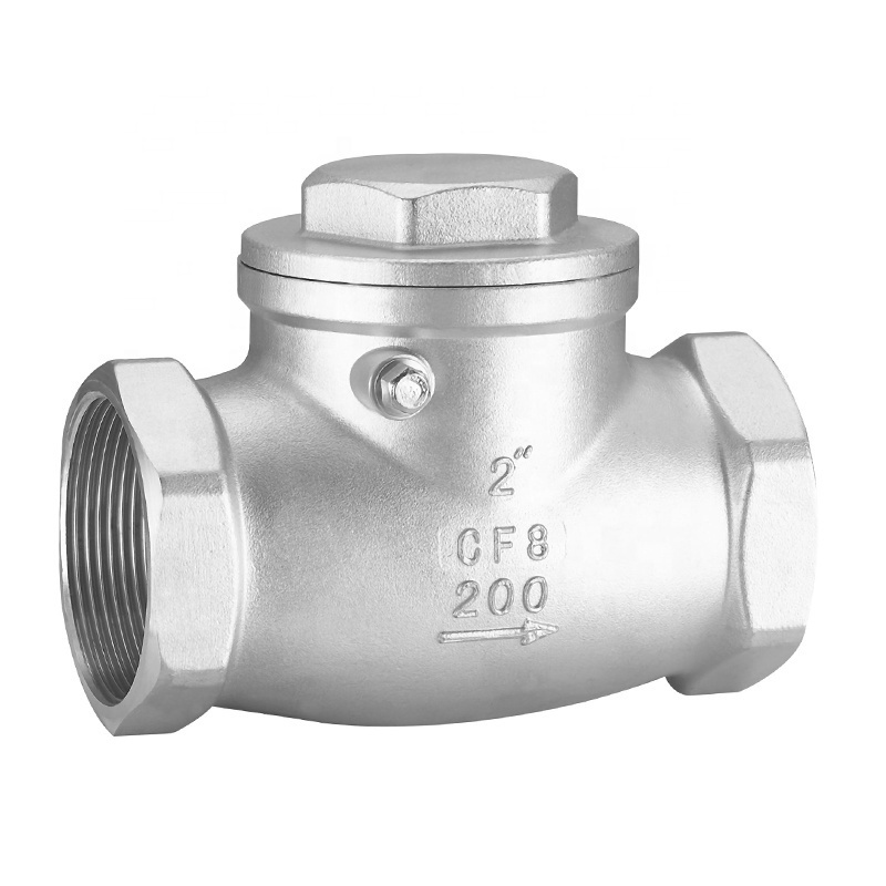 Factory SS304 Dn15 Screw End Air Hydraulic Thread Stainless Steel Pipe Water Fitting Cotnrol Swing Check Valve