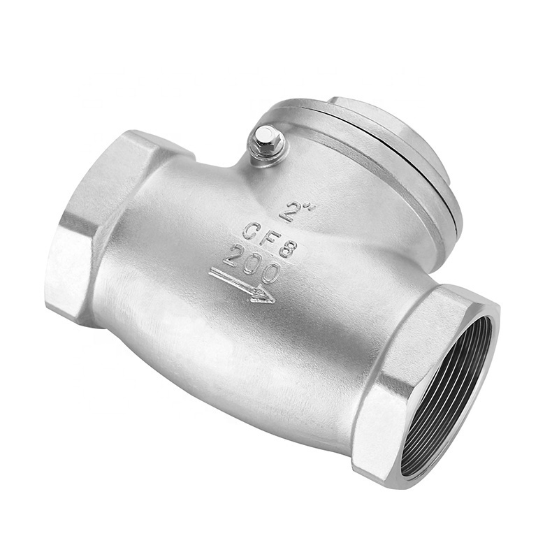 Factory SS304 Dn15 Screw End Air Hydraulic Thread Stainless Steel Pipe Water Fitting Cotnrol Swing Check Valve