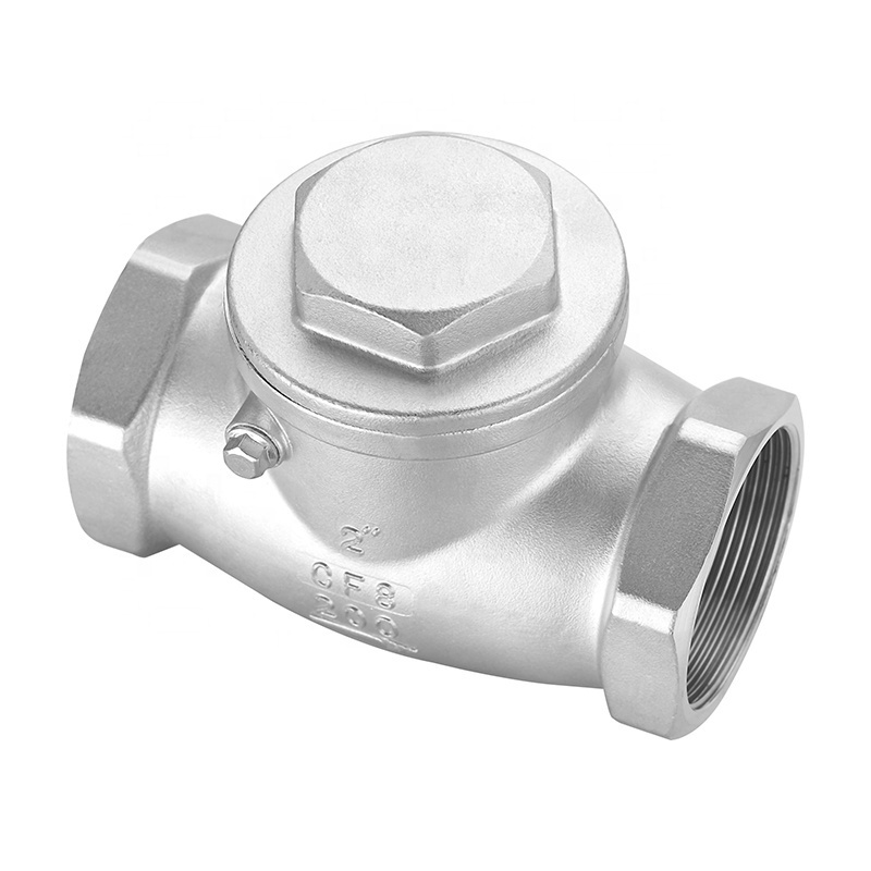 Factory SS304 Dn15 Screw End Air Hydraulic Thread Stainless Steel Pipe Water Fitting Cotnrol Swing Check Valve