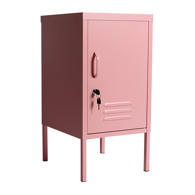 Durable mini pink bedside steel single door student toys storage metal locker cabinet for USA