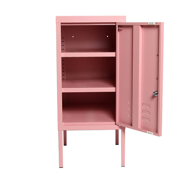 Durable mini pink bedside steel single door student toys storage metal locker cabinet for USA