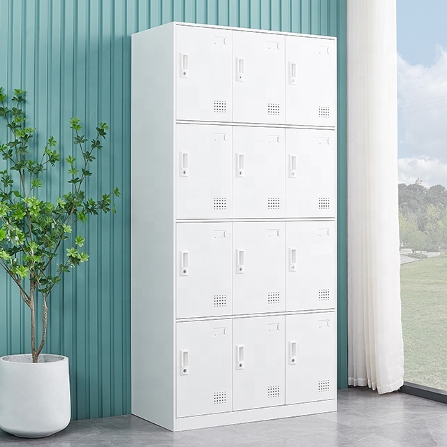 Stadium Gym School Iron 12 Doors Storage Locker Garage Organizer Steel Cabinet Locker Metal Closet Worker Locker