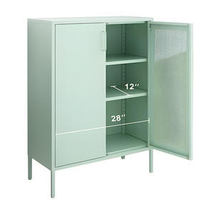 Metal Storage Cabinets with Shelves and mesh Door, Steel Locking Cabinet for Home Office, Garage, Utility Room and Basement