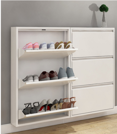 Home Living Room metal cabinets Entryway 4 Tier Rotating Pull Out Shoe Rack Shoe Storage Cabinet