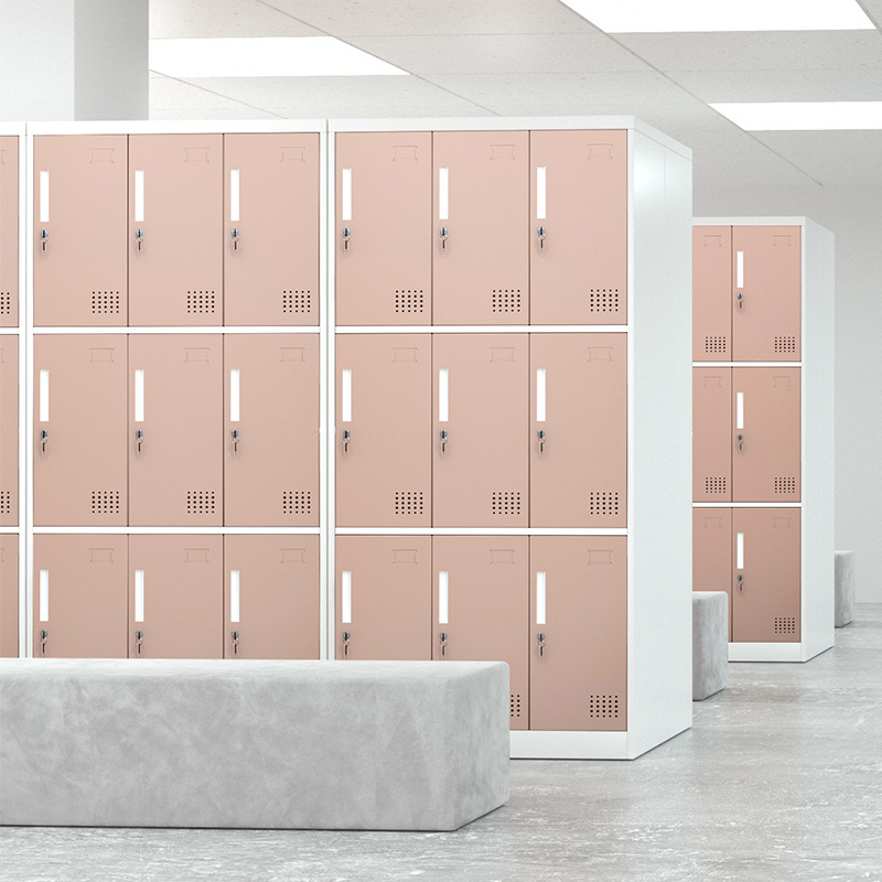 High  quality 9 door compartment metal locker wardrobe staff Gym School  steel storage  cabinet  for Changing Room