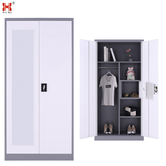 A1  metal bedroom 2 door almirah storage wardrobe/multi-purpose steel hanging clothes storage metal wardrobe closet  cabinet