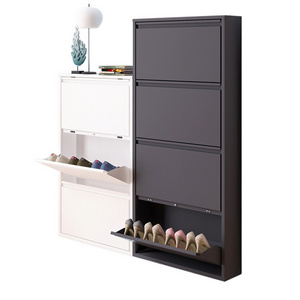 Home Living Room metal cabinets Entryway 4 Tier Rotating Pull Out Shoe Rack Shoe Storage Cabinet