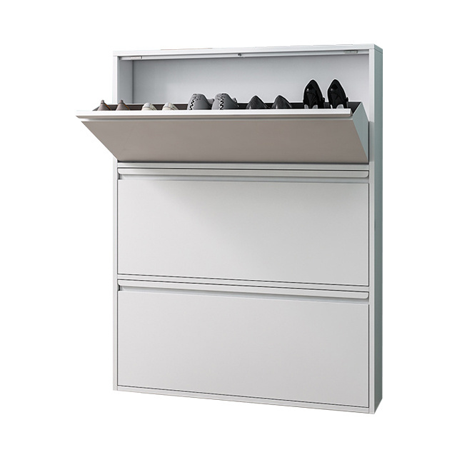 manufacturer 3 tier cheap space saving steel wall shoe rack custom metal storage shoe cabinet design