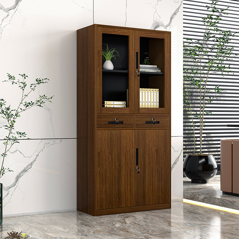 Customized 2 Doors Office Metal Storage Cabinet Steel Cupboard Metal Cabinet Filing Cabinet With 4 Shelves with 2 drawers