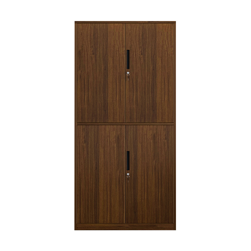 Luoyang wholesale KD Wood grain transfer steel file cabinet metal cupboard upper glass door filing adjustable shelves