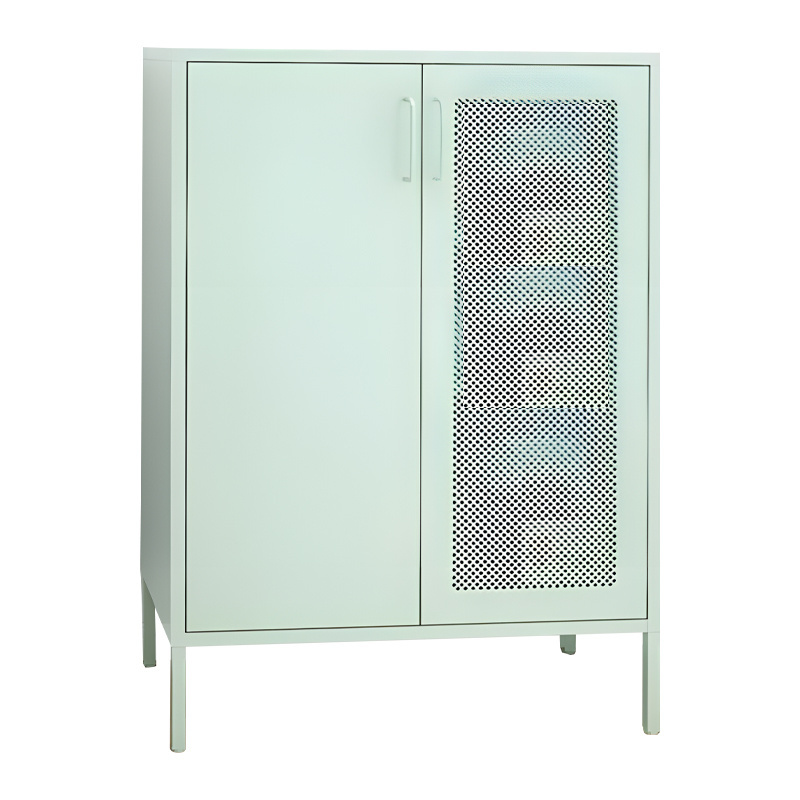 Metal Storage Cabinets with Shelves and mesh Door, Steel Locking Cabinet for Home Office, Garage, Utility Room and Basement