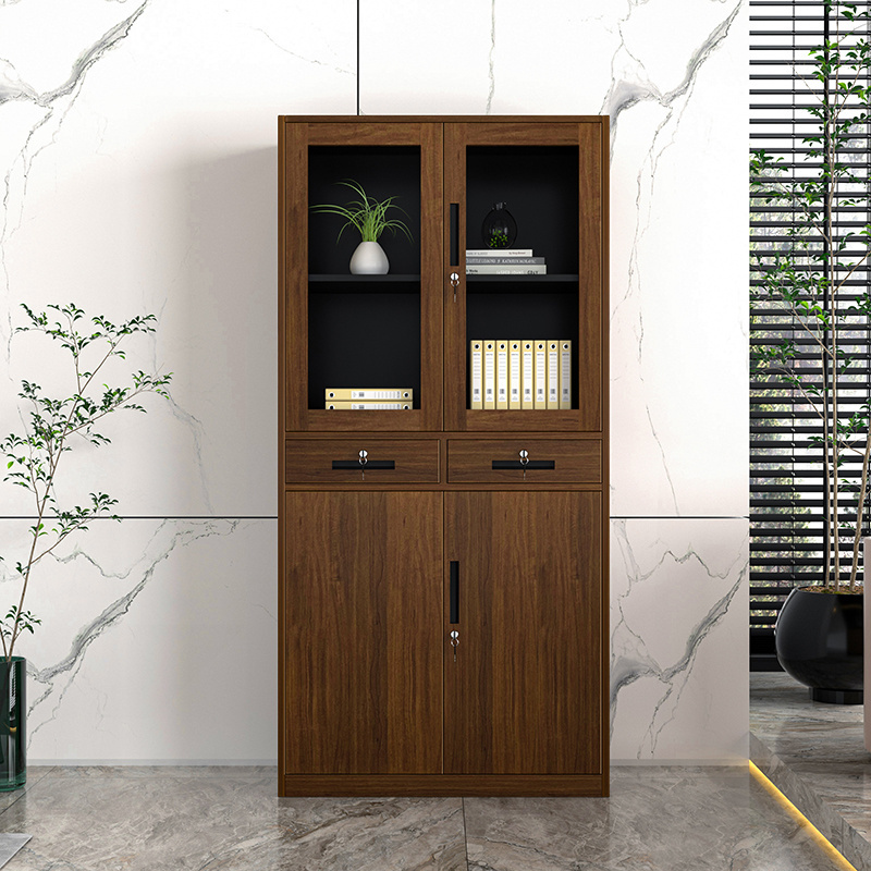 Customized 2 Doors Office Metal Storage Cabinet Steel Cupboard Metal Cabinet Filing Cabinet With 4 Shelves with 2 drawers