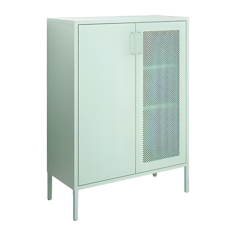 Metal Storage Cabinets with Shelves and mesh Door, Steel Locking Cabinet for Home Office, Garage, Utility Room and Basement