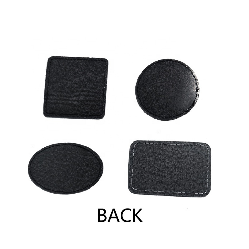 Custom DIY Embossed Debossed Brand Name Logo Round PU Leather Label Leather Patches For Jeans Hat Bag Garment Tags